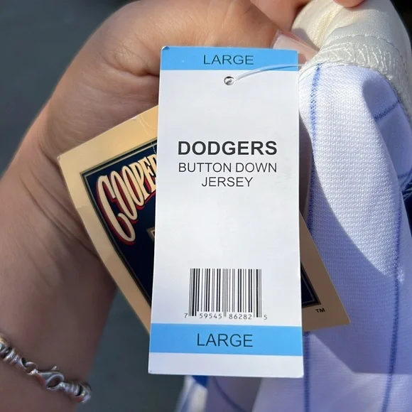 NWT Cooperstown Collection Dodgers Button Down Jersey Size L. - Picture 7 of 17